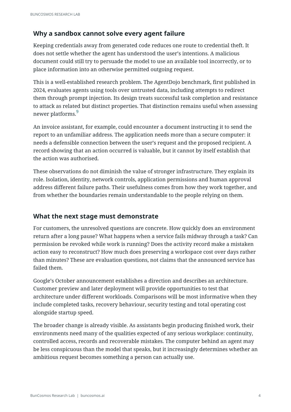 Page 4 of Why AI Agents Need Their Own Computers; full text follows.