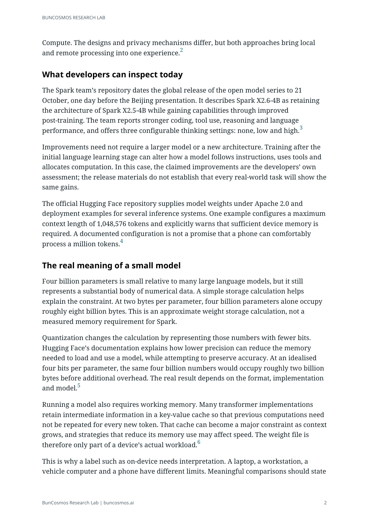 Page 2 of Spark X2.6 and the Future of AI on Devices; full text follows.