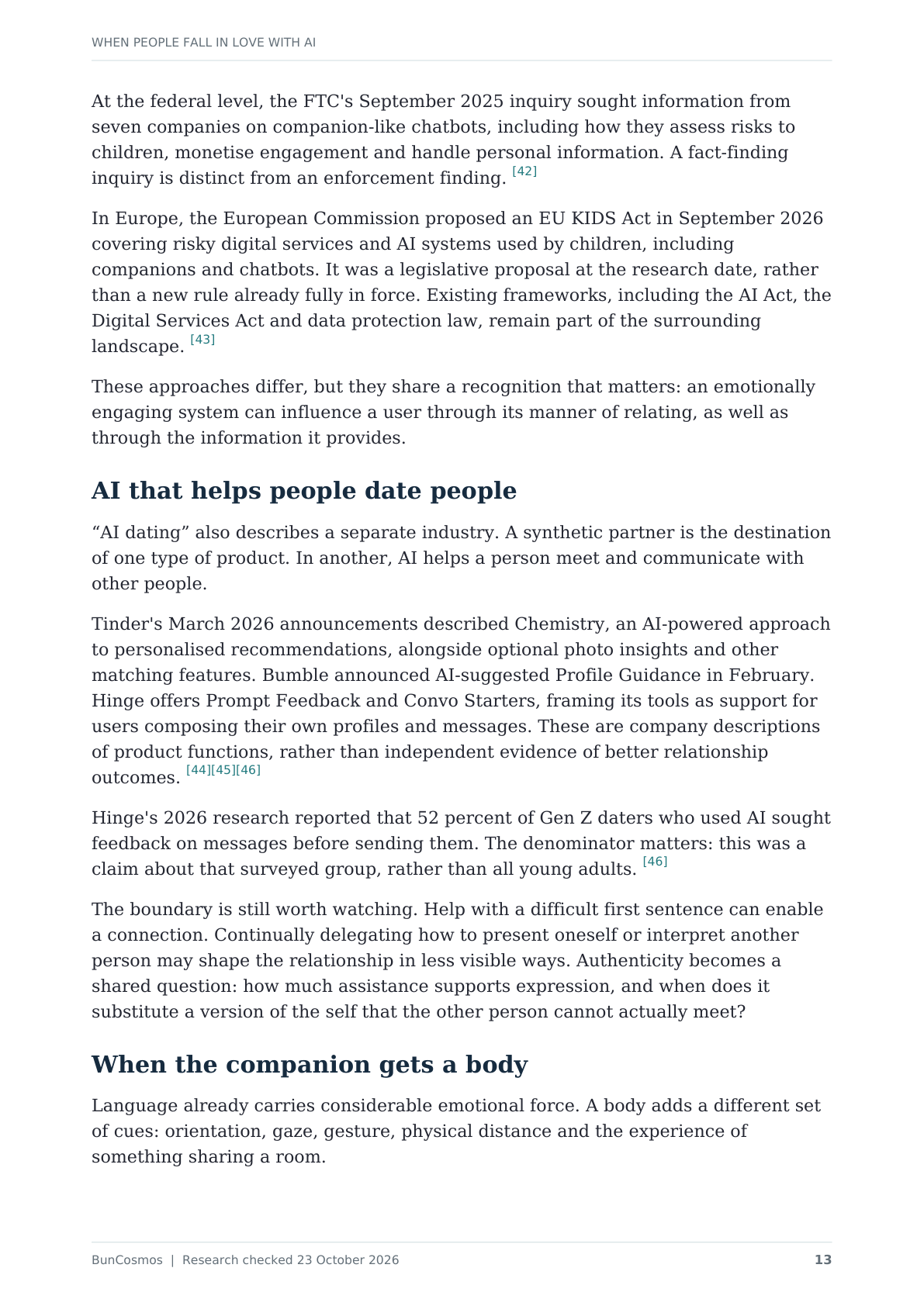 Page 13 of When People Fall in Love With AI; full text follows.