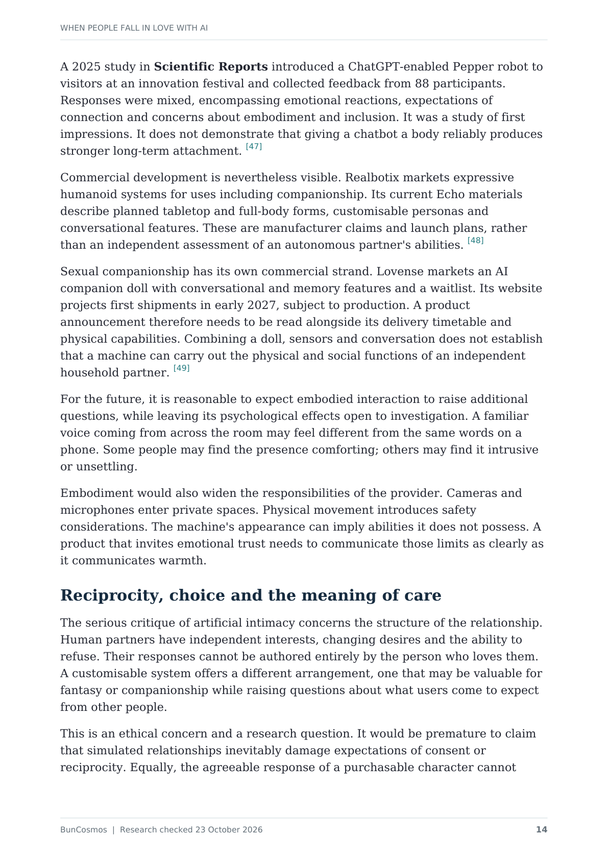 Page 14 of When People Fall in Love With AI; full text follows.