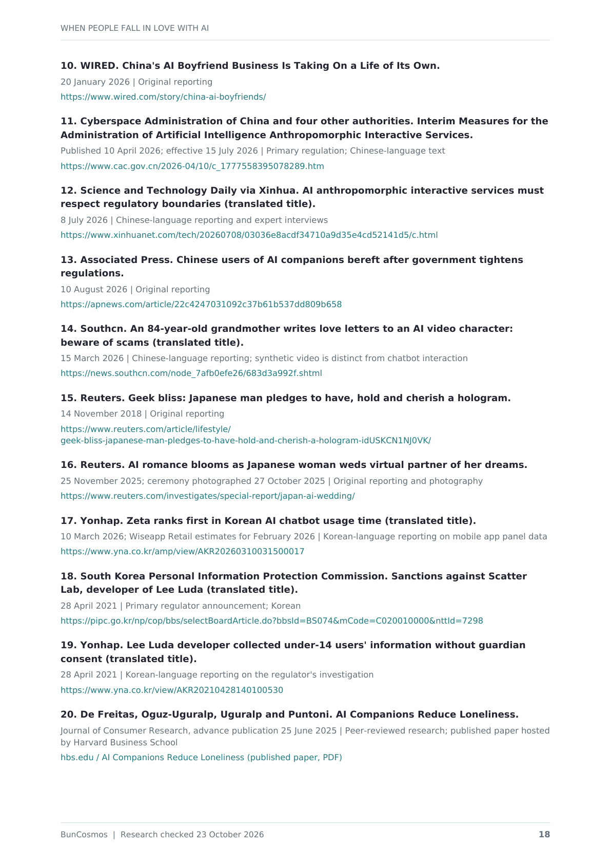Page 18 of When People Fall in Love With AI; full text follows.