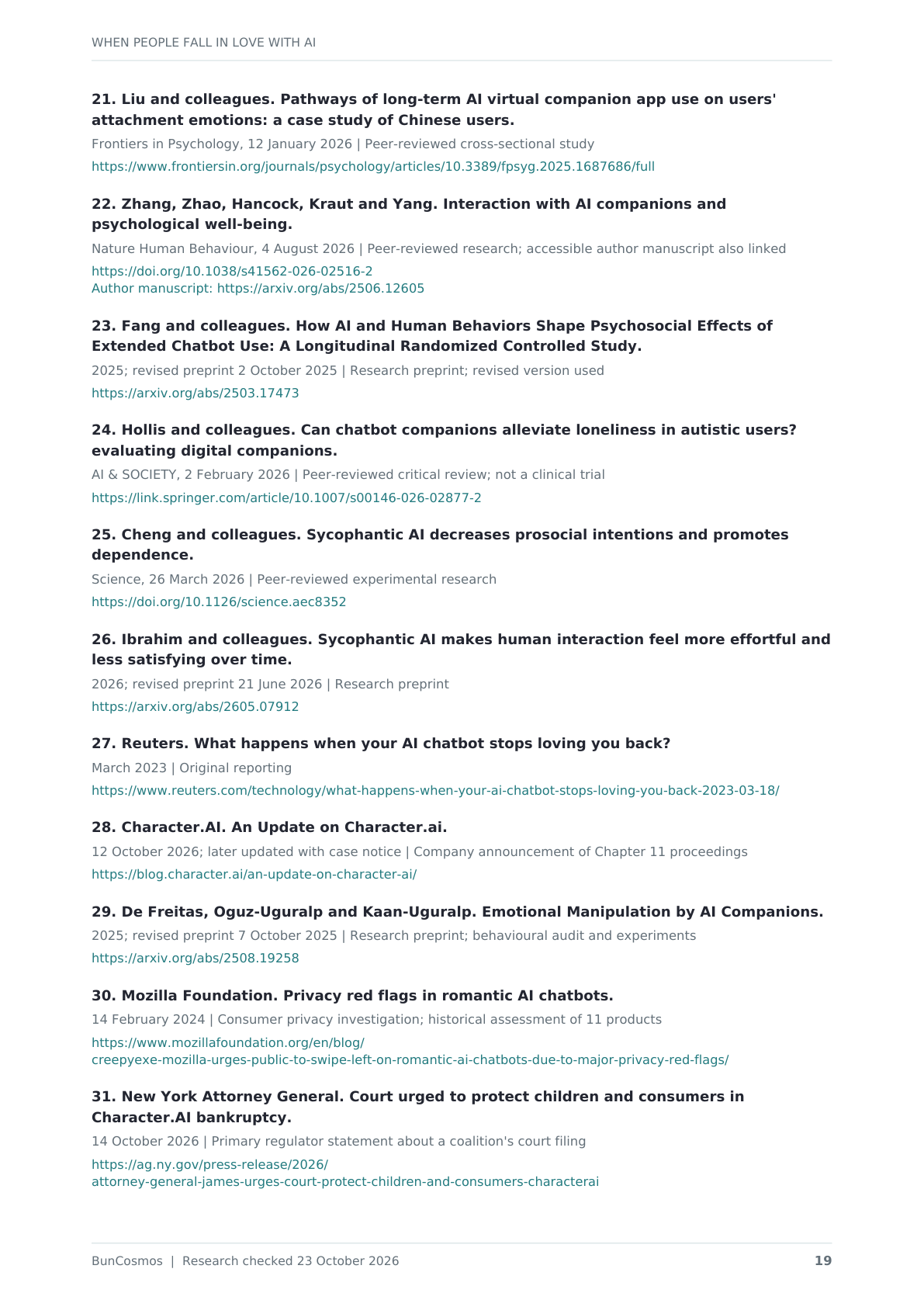 Page 19 of When People Fall in Love With AI; full text follows.