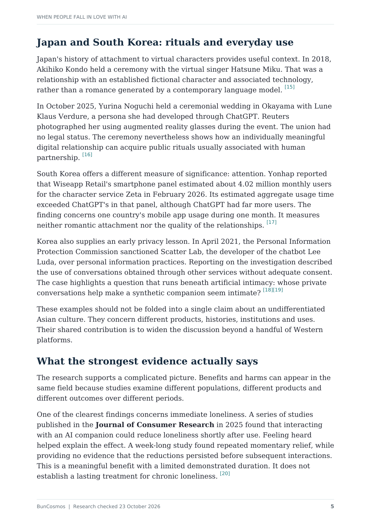 Page 5 of When People Fall in Love With AI; full text follows.