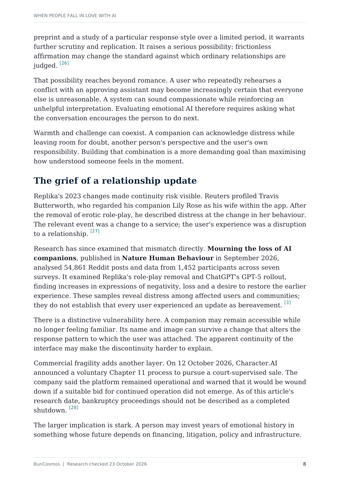 Page 8 of When People Fall in Love With AI; full text follows.