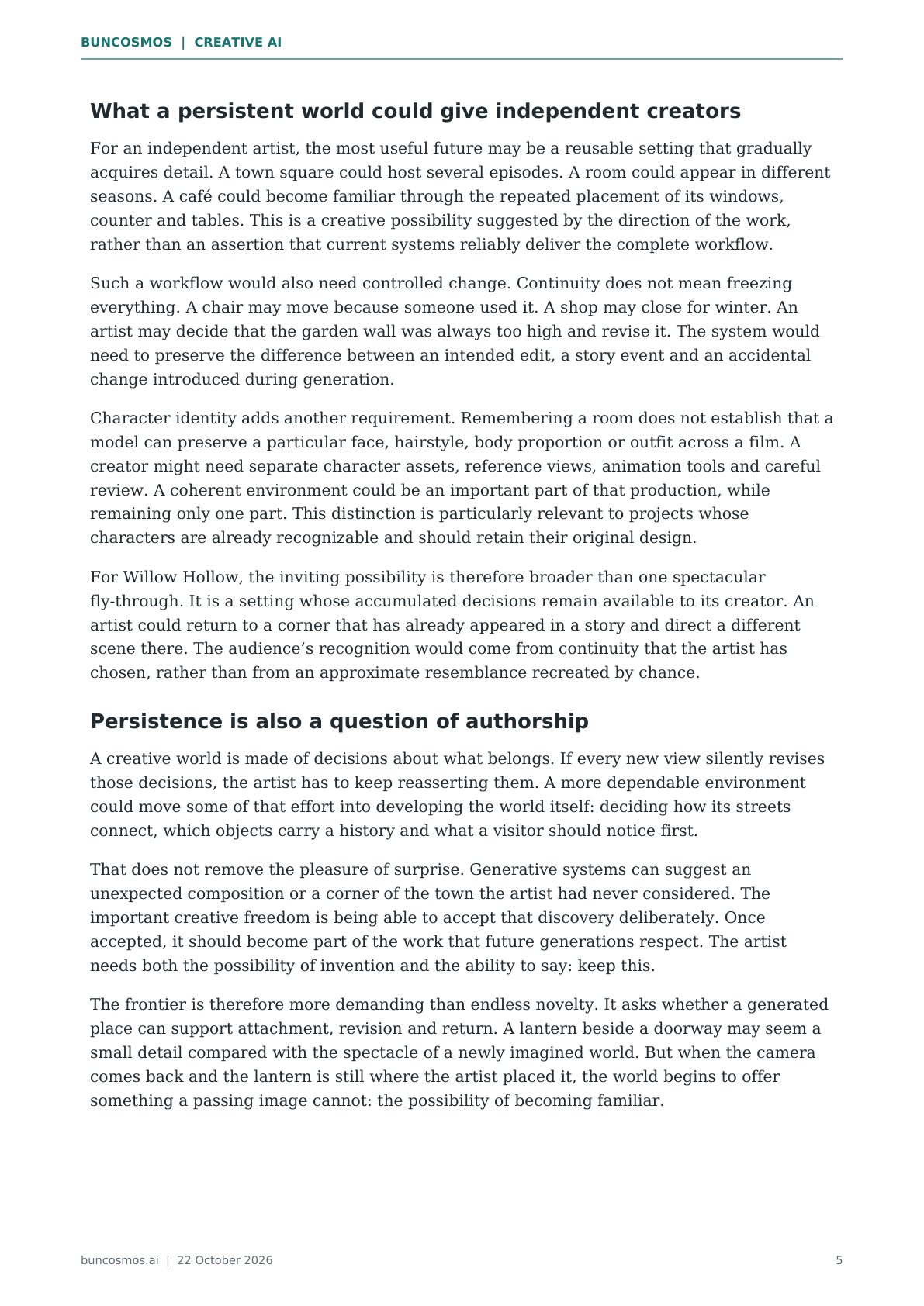 Page 5 of When AI Worlds Learn to Remember; full text follows.